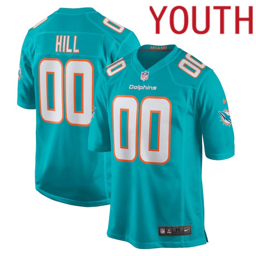 Cheap Youth Miami Dolphins Tyreek Hill Nike Aqua Custom Game NFL Jersey
